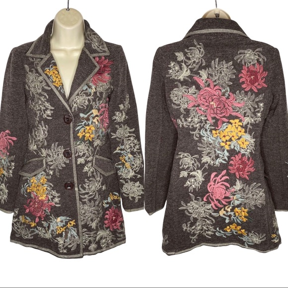 paparazzi Jackets & Blazers - Paparazzi Embroidered Brown Coat size XS